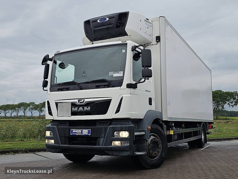 MAN 18.320 TGM z 2019 roku, chłodnia z zagranicy — przód pojazdu
