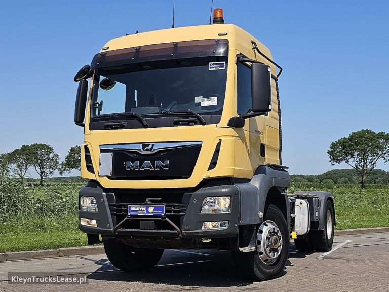 MAN 18.430 TGS 4x4, kipphydraulik z 2021 roku, ciągnik siodłowy z zagranicy — przód pojazdu