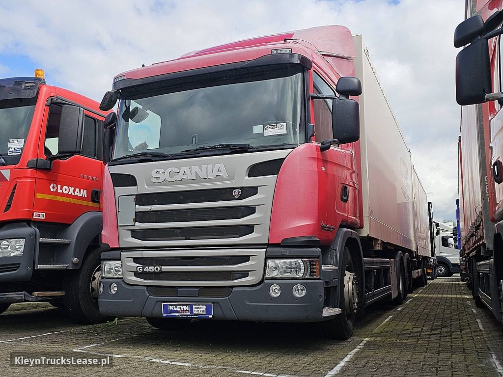 Scania G450 6X2*4 CROWN ED. z 2018 roku, system BDF z zagranicy — przód pojazdu