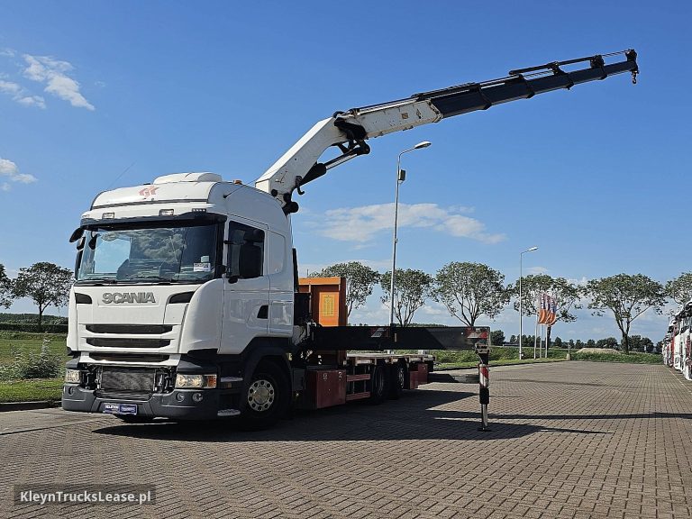 Scania R450 z 2015 roku, platforma z zagranicy — przód pojazdu