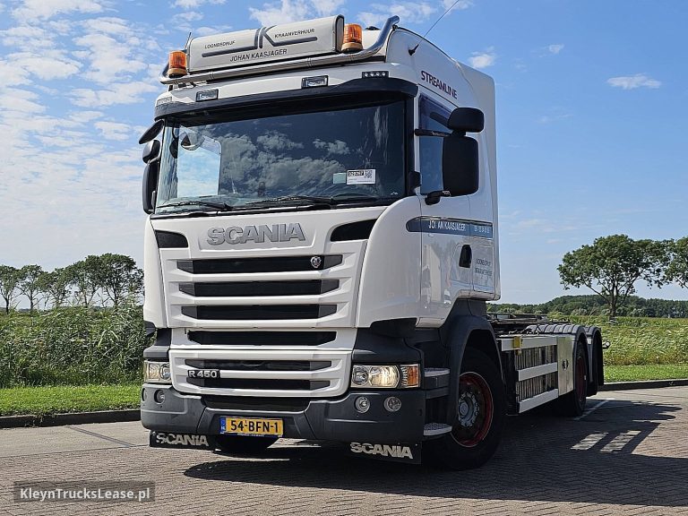 Scania R450 z 2015 roku, system linowy z zagranicy — przód pojazdu