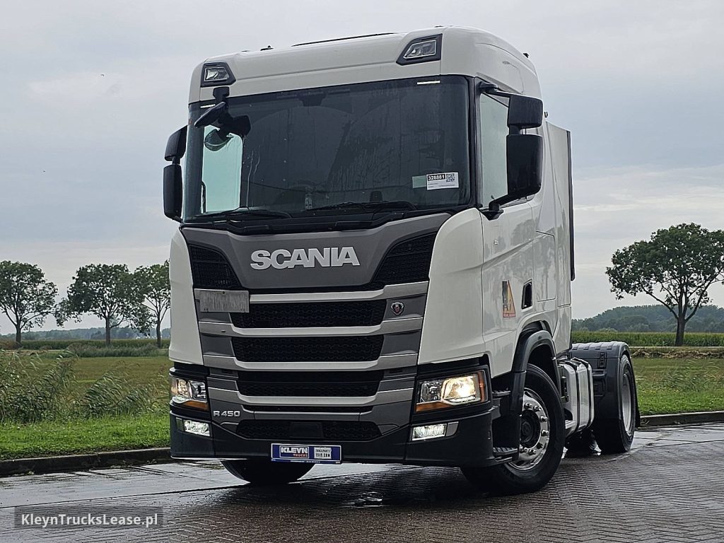 Scania R450 NEXT GEN RETARDER z 2019 roku, ciągnik siodłowy z zagranicy — przód pojazdu